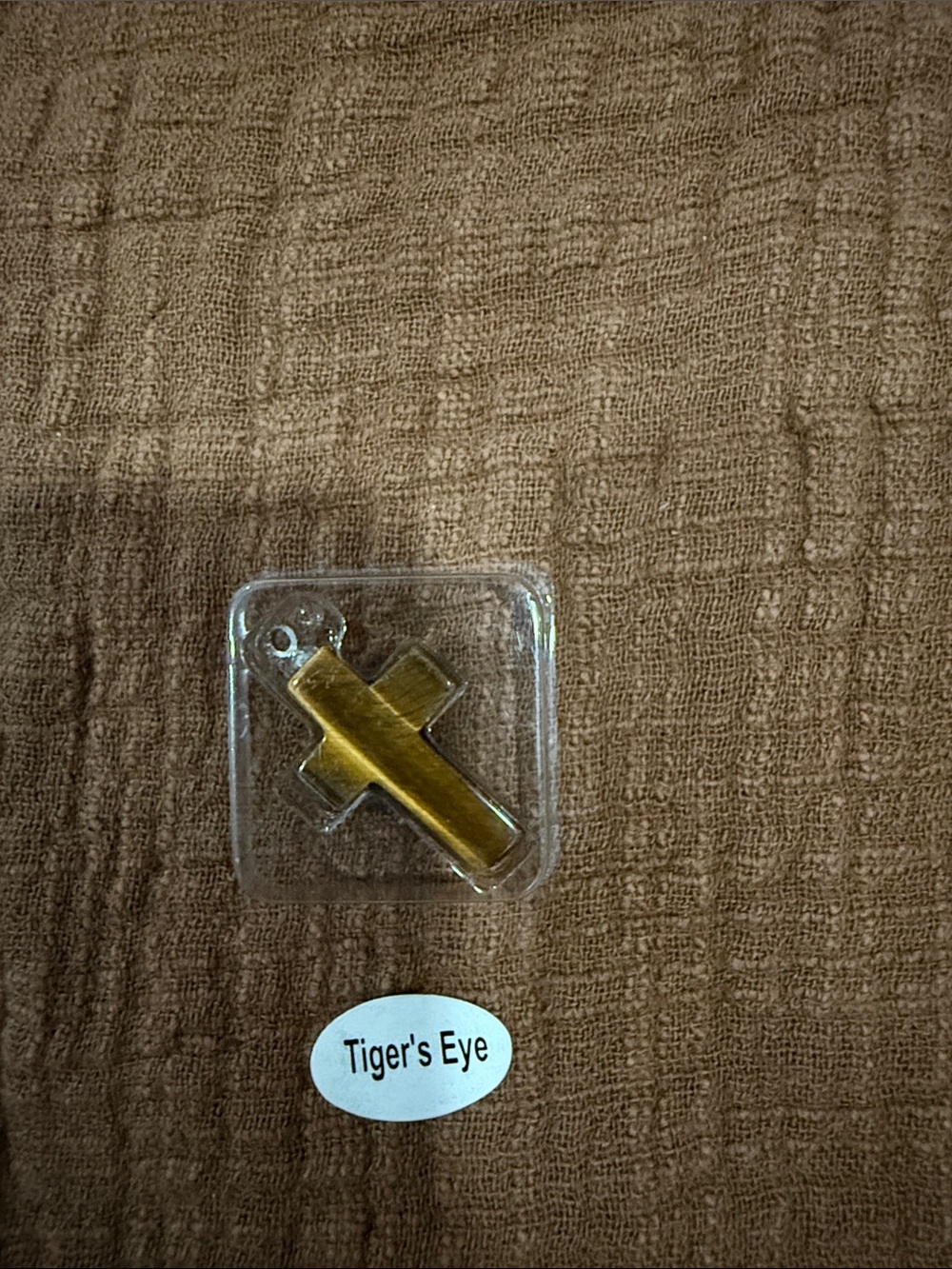 Tiger's Eye Gold Cross Decorative Accent